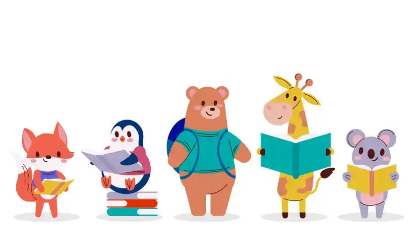 小动物看书插画0