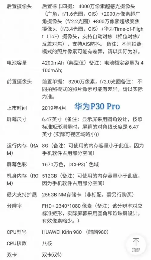 华为p30 pro周易手机配置