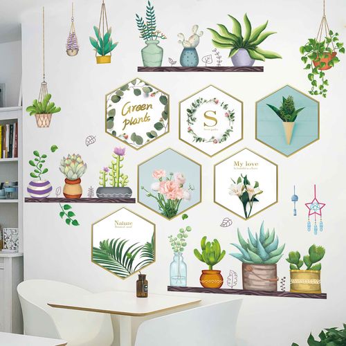 墙纸自粘网红房间床头背景墙壁布置热带植物墙贴纸ins北欧风贴画