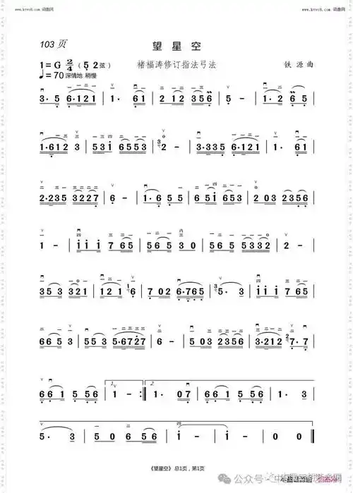 《望星空》王莉莉演奏版,附二胡曲谱