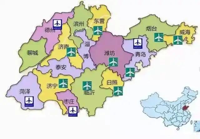 山东省各个地市的机场,以及所在地理位置简介