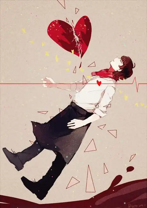 失恋后的伤感人物插画