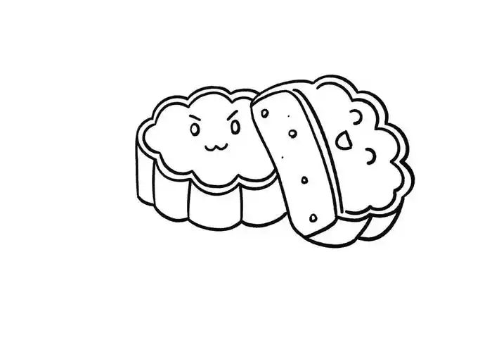 中秋节食物 月饼简笔画画法步骤-图3