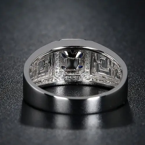 18k金镶天然斯里兰卡蓝宝石镶钻男戒(附证书)