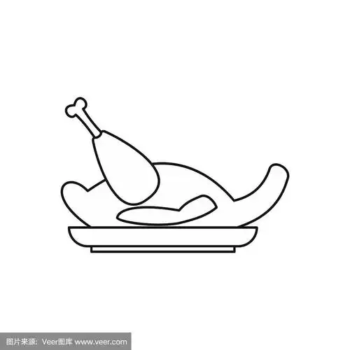 炸鸡图标轮廓风格