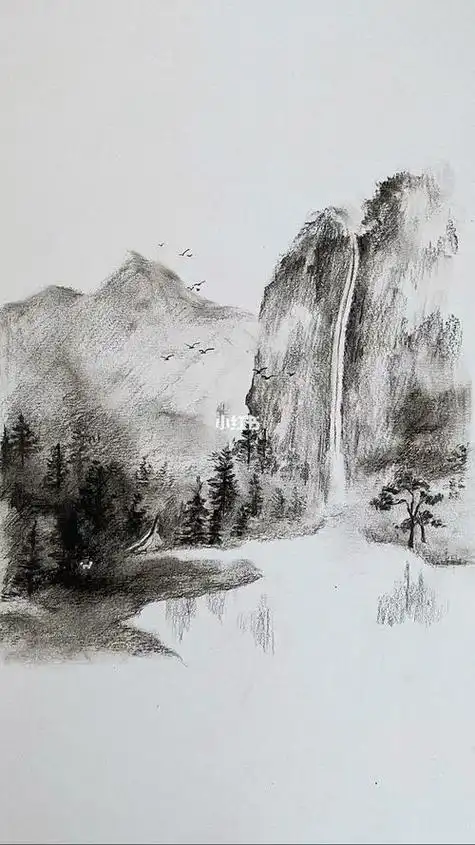 风景画素描山水风景画素描山水简单