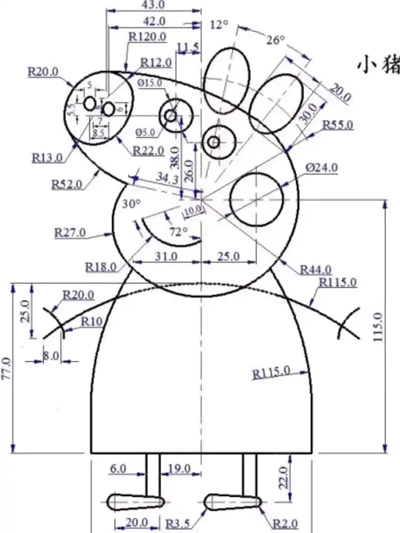 cad练习 | 二维平面卡通图案分享 终于来营业啦[失望](前段时间好忙)