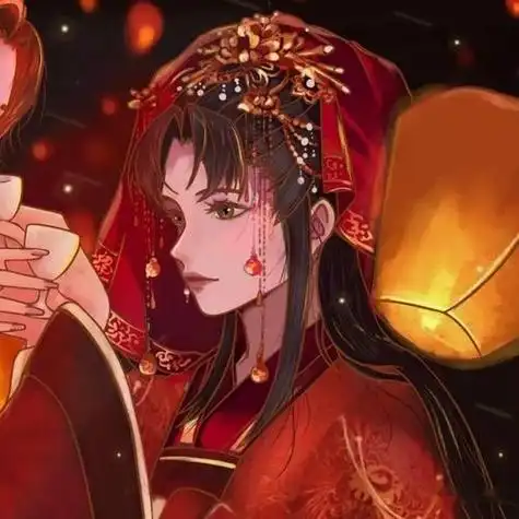 情侣头像红色系婚服动漫