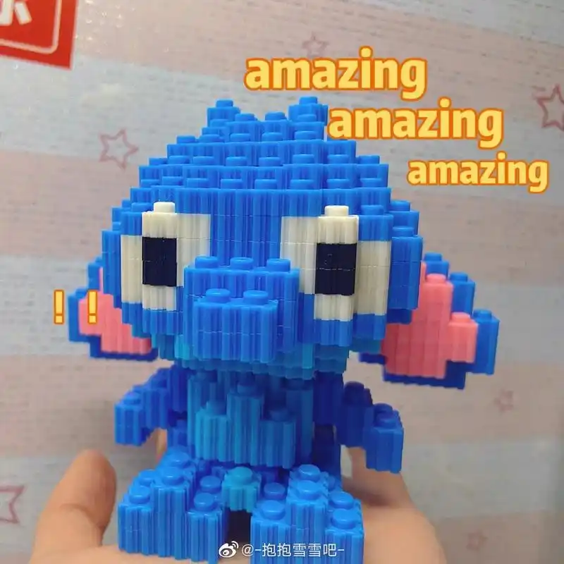 颗粒积木图纸分享 蓝色史迪仔可爱死啦 看不清楚的姐妹私聊我哦