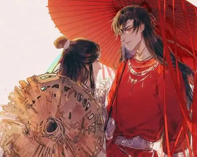 花城小小的玩笑被谢怜识破后,便朝着对方吐舌头,真是俏皮可爱