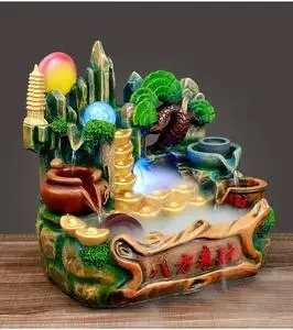 八方来财财源滚滚高山流水招财装饰品客厅加湿器乔迁送礼品摆件.