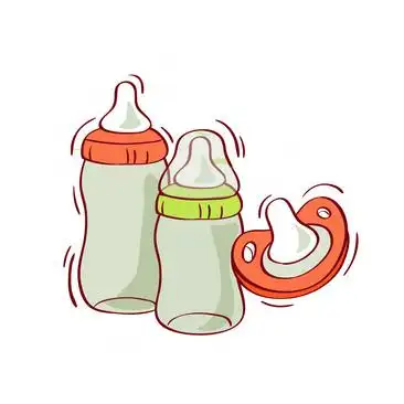 卡通婴儿抱奶瓶