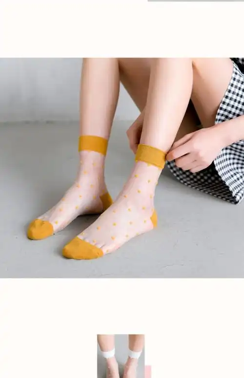 袜子女中筒袜韩版波点玻璃袜玻璃丝袜日系水晶丝透明薄款夏季圆点