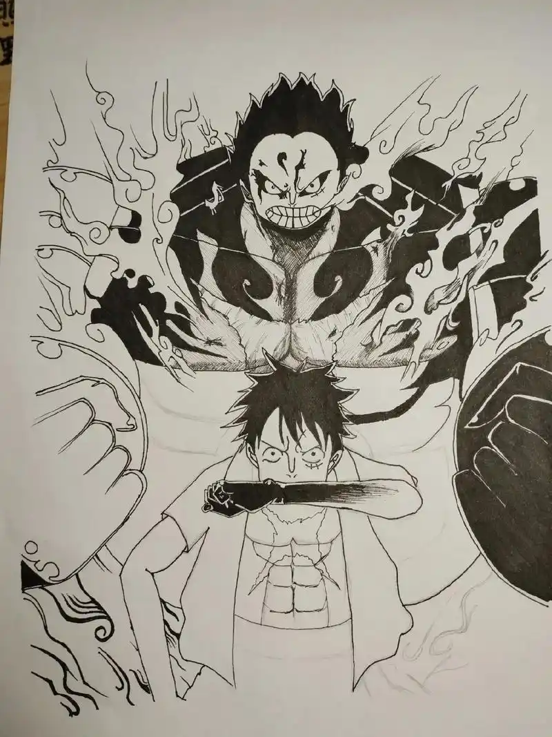 简笔画 #临摹 #手绘#路飞  四档路飞完活 - 抖音