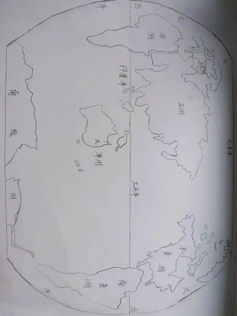 初一地理 世界海陆分布图