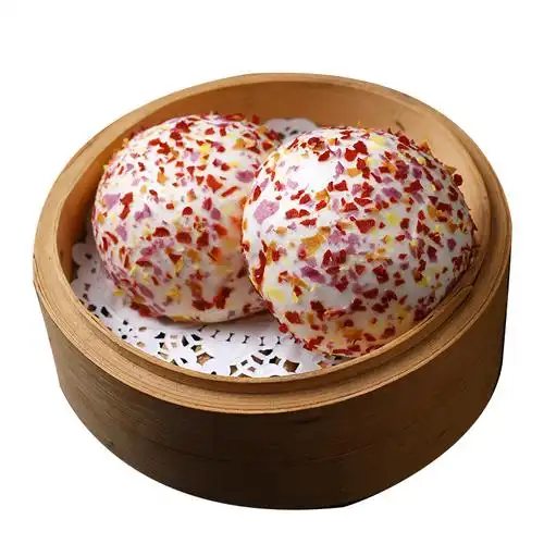 七彩燕麦包广式速冻包子点心茶楼酒店包点燕麦流沙包速食早餐食品