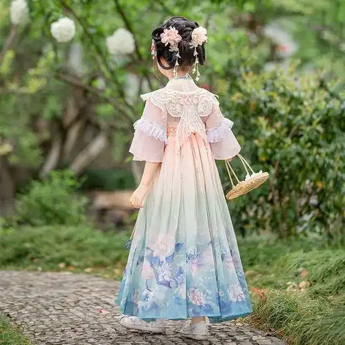 汉服裙女童春季新款古风连衣裙小女孩唐装儿童超仙古装裙子夏款