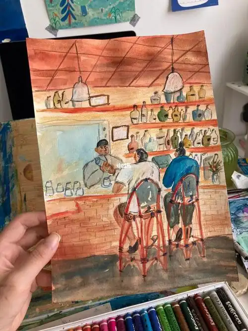 速写傍晚的酒馆