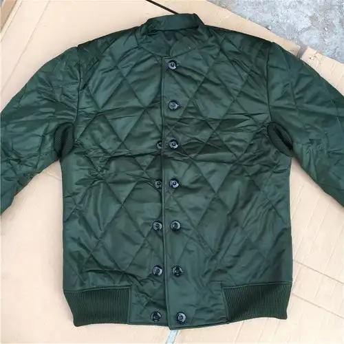 丢丢绿色冬季立领系扣口袋休闲保暖寒区温区棉衣