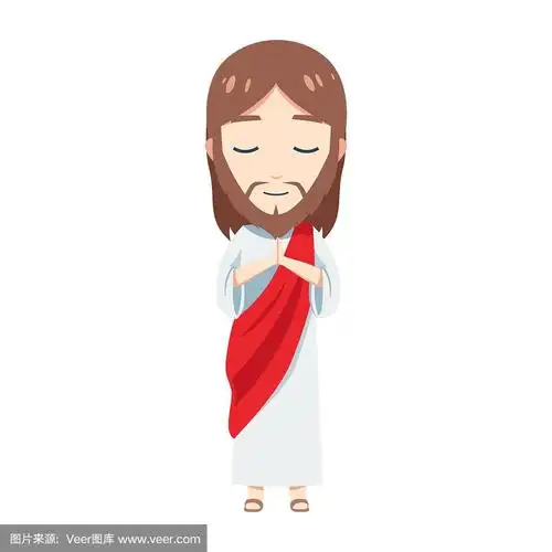 可爱的耶稣正在祈祷.孤立的矢量图