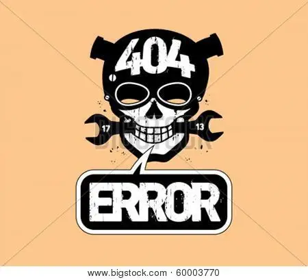 404 error, page not found design template with cartoon skull.