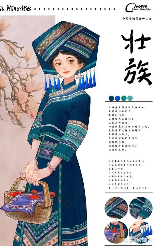 (少数民族插画)壮族姑娘