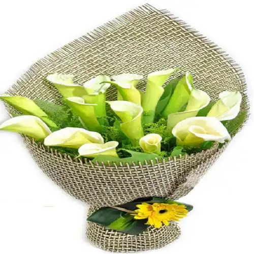 16支白色马蹄莲花束