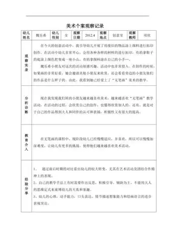 美术个案观察记录