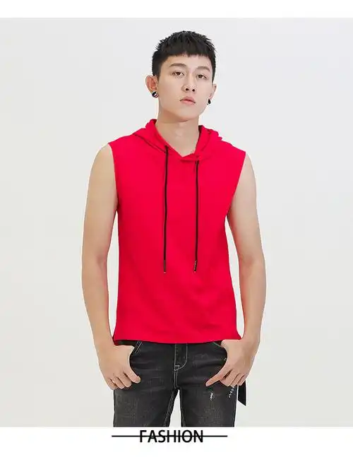 无袖卫衣男连帽运动潮流t恤运动篮球夏季外套坎肩潮牌修身背心外穿