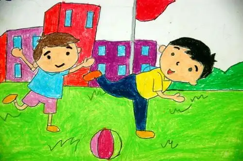 少儿书画作品-《课间十分钟》/儿童书画作品《课间十分钟》欣赏_中国