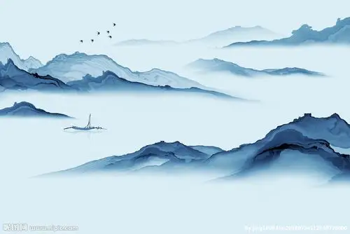 新中式水墨山水背景墙图片