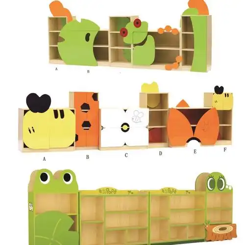 幼儿园儿童玩具卡通组合柜蜜蜂青蛙造型柜区收纳柜子儿童储物架