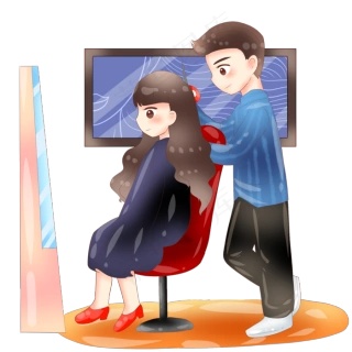 剪发的小女孩和剪刀,免抠元素