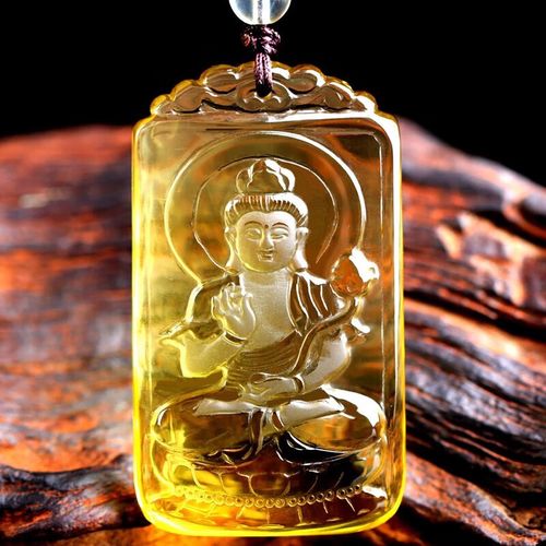 多曼天然黄水晶大势至菩萨吊坠属马本命佛项链普萨