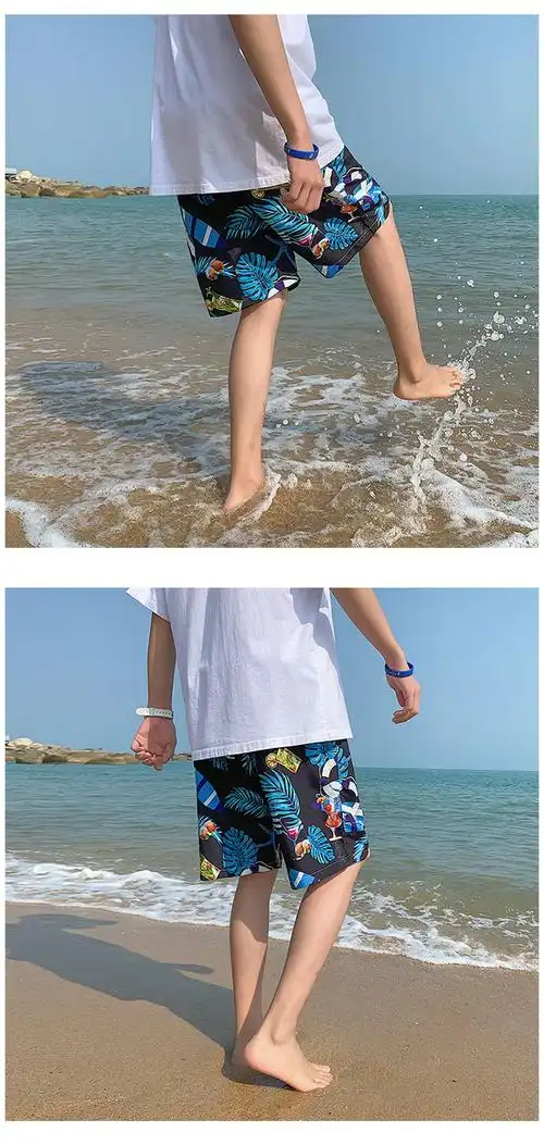 5分短短裤男潮牌ins潮流情侣海边夏日穿搭大裤衩夏威夷沙滩裤蓝白色xl