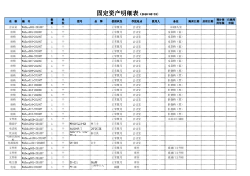 公司固定资产明细表
