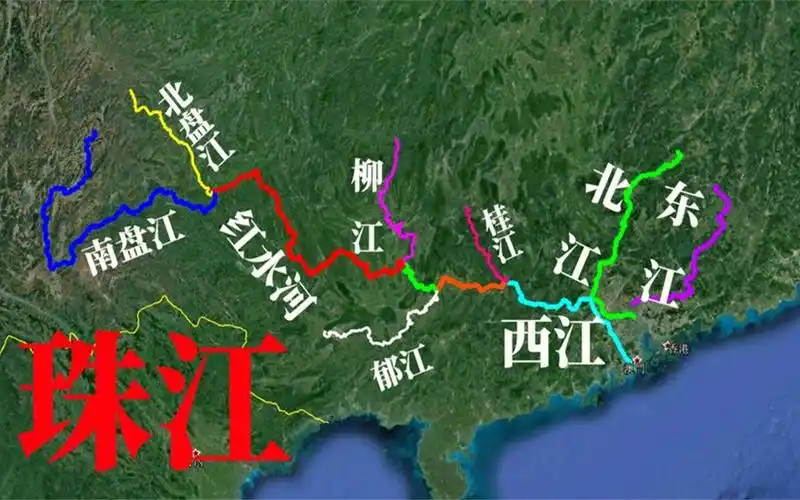 珠江有三条干流,最大干流分五段命名,住在江边都不容易区分