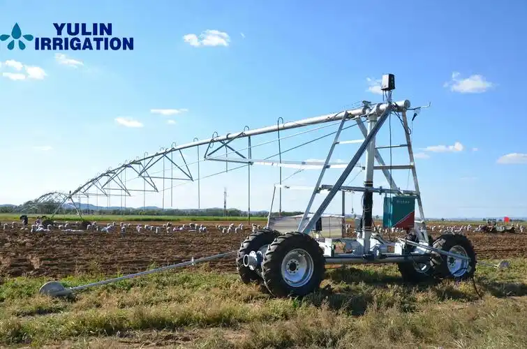 结构特点    dpp四轮平移式喷灌机能来回穿越农田,农田利用率高达