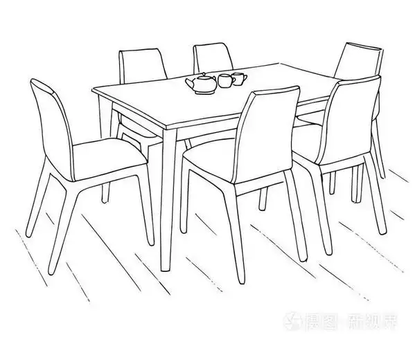 桌子和椅子桌子上有两杯手的素描画矢量图