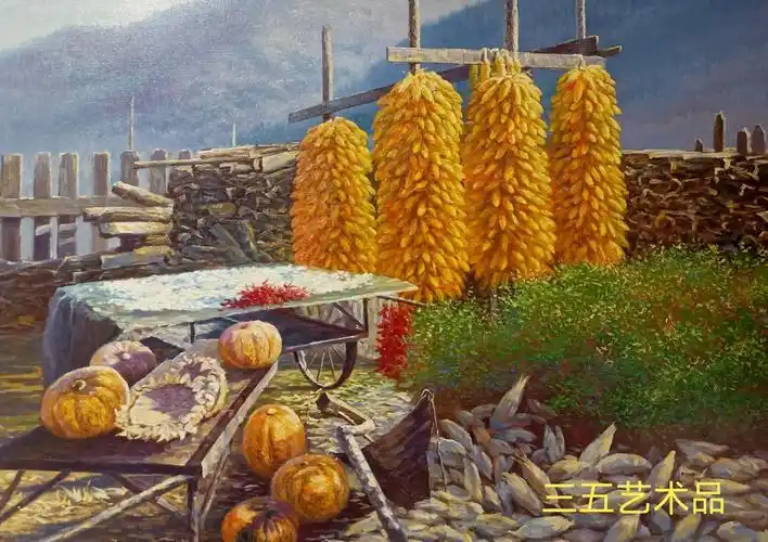 三五艺术品:朝鲜人民艺术家金圣民《农村东北往事》油画作品赏析