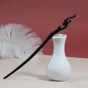 加长22cm超长超短黑檀木发簪盘发长发钗汉服复古风定制日常男簪子