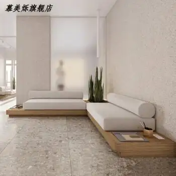 北欧实木沙发民宿酒店日式榻榻米卡座原木风格客厅布艺长沙发定制