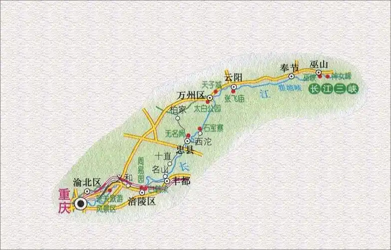 重庆至巫山旅游路线图重庆旅游地图库
