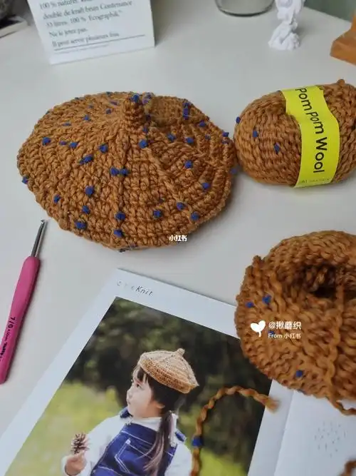 钩针| "橡果贝雷帽"pompom羊毛(图解)