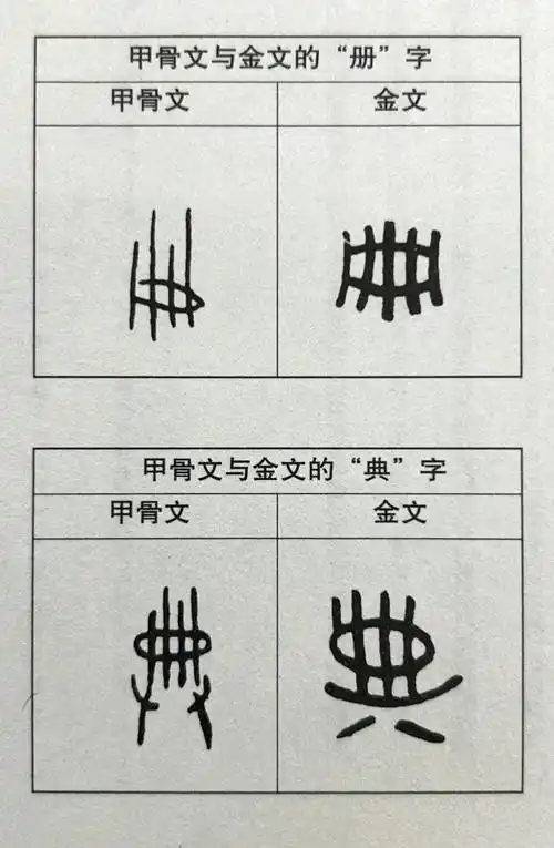 (图据:阿辻哲次《图说汉字的历史》)甲骨文的"册"字形态像并排连缀的