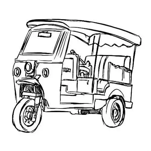 简笔画三轮车涂色