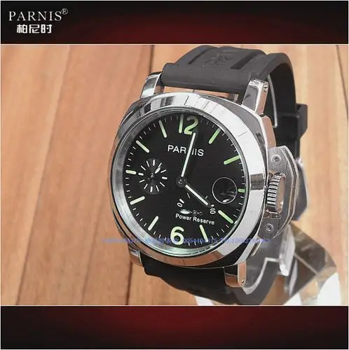 parnis柏尼时机械表luminous海鸥st25机芯动能显示意大利军表钢带
