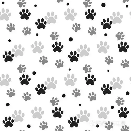 猫纺织花型的痕迹.猫的足迹无缝模式.矢量无缝