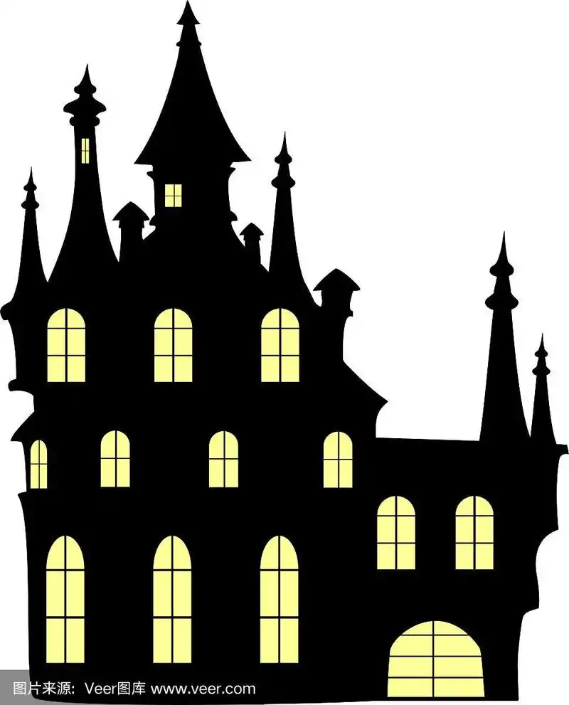 万圣节象征节日城堡剪影