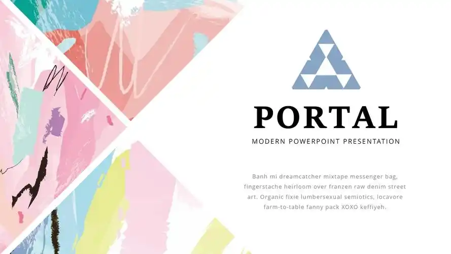 时尚多彩颜料涂鸦背景通用ppt模板